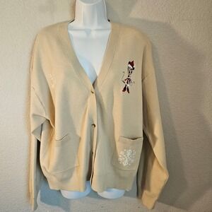 Disney Parks Minnie Mouse holiday cardigan snowflakes XL beige Christmas